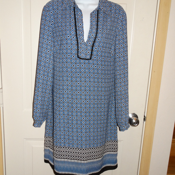 Blue, Black & White Dress by Max Studio - Picture 1 of 8
